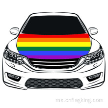 100 * 150cm Bendera Piala Dunia Rainbow Flag Car Hood bendera Kain elastik tinggi